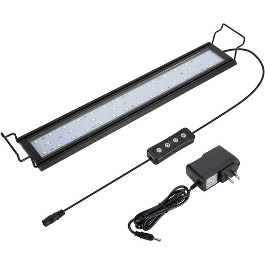 Full Spectrum Aquarium Light with Aluminum Alloy Shell Extendable Brackets, White Blue Red LEDs, External Controller, for Freshwater Fish Tank