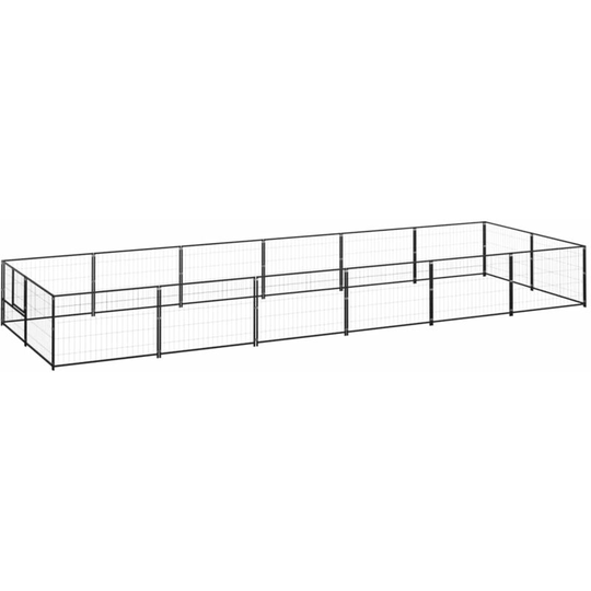 Dog Kennel Black 12 m² Steel Vidaxl Black