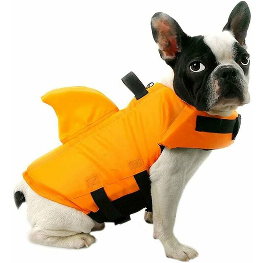Dog Life Vest Safety Vest Puppy Pet Adjustable Swimsuit with Shark Fin (xs, Orange)