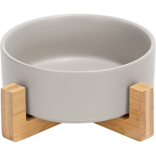 Ceramic Bowl with Bamboo Support for Cat and Dog