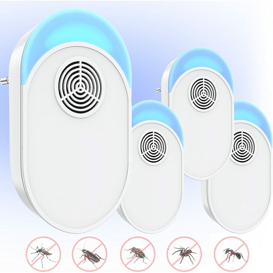 Ultrasonic Mosquito Repellent Plug, Ultrasonic Fly Mice 4 Packs, Effective Mouse Repellent Device for Repelling Rats, Spiders, Mosquitoes, Mice,