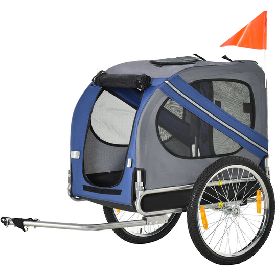 Pet Bicycle Trailer Dog Cat Bike Carrier Water Resistant Blue Outdoor - Blue - Pawhut