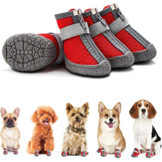 Dog Booties Breathable Dog Hiking Shoes Small Dog Boot Winter Snow Warm Pavement Puppy Shoes 4 Pcs Size 3
