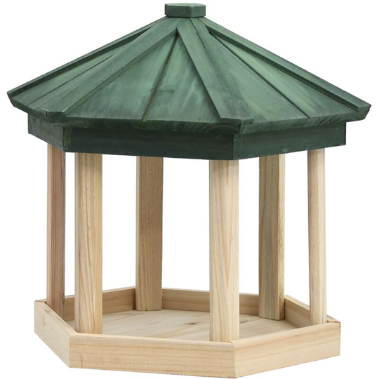 Bird Feeder Octagon Solid Firwood 33x30 cm Vidaxl Brown