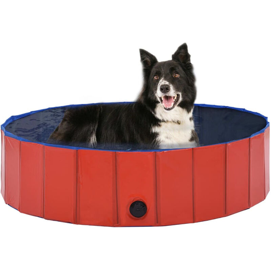 Foldable Dog Swimming Pool Red 120x30 cm pvc