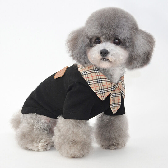 Spring and summer new pet clothes puppy clothes dog two-legged clothes cotton bottoming clothes Teddy Boomer clothes tie two-legged clothes - black