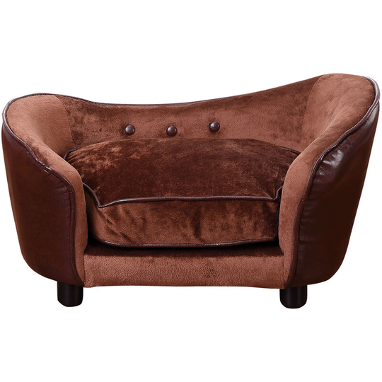Pawhut - Dog Sofa Bed Pet Chair for xs Dogs w/ Removable Soft Cushion Back Pocket - Brown