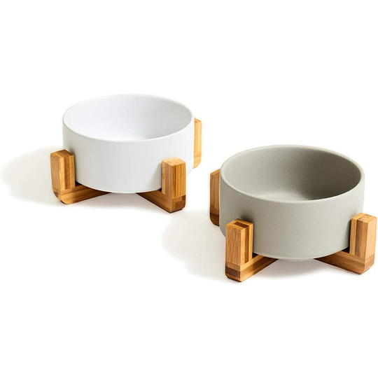 Bowl for Cats and Dogs - 850 ml - Cat Bowl for Cat - Dog Bowl for Dogs - Big Dogs Dog Bowl (Grey + White)