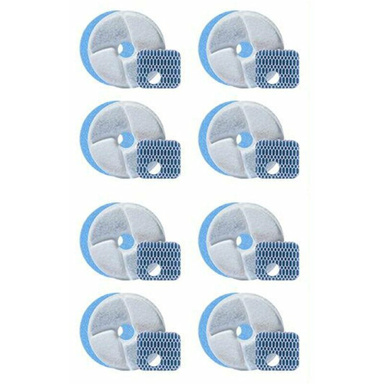 Monly - WF040 Smart Induction Cat Water Fountain 2L/67oz Semi Stainless Steel Water Fountain 5V Replacement Cartridge Set (8pcs) for WF040 only