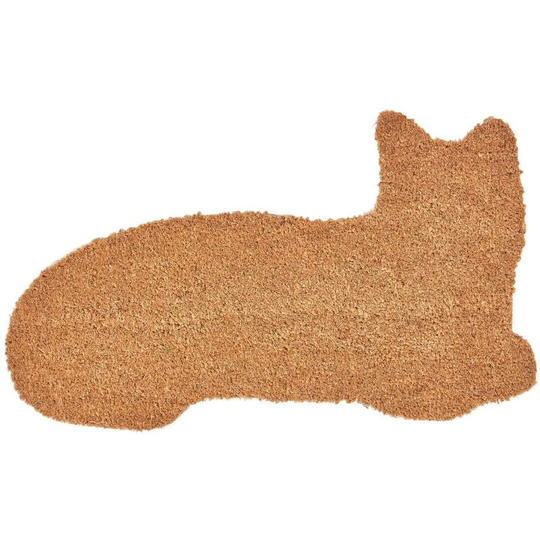 Homescapes - Coir Cat Shaped Non-Slip Doormat - Coir - Coir