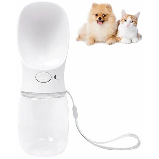 Betterlifegb - Portable Dog Water Bottle, Pet Food Quality Antibacterial Water Dispenser Evidence Dog Cat Travel Bottle Bowl, Outdoor Pet-350ml White