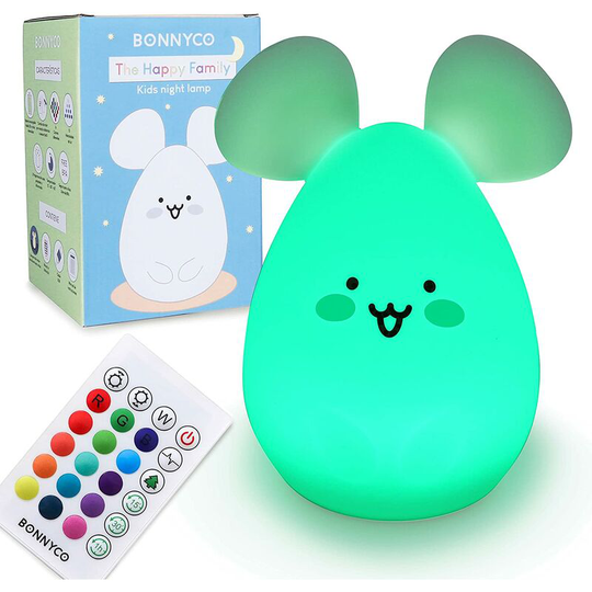 Gift - Kids Night Light with Remote Control Touch Control 16 Colors Mouse Baby Night Light with Timer Lamp Led Night Light bpa Free Rechargeable Kid