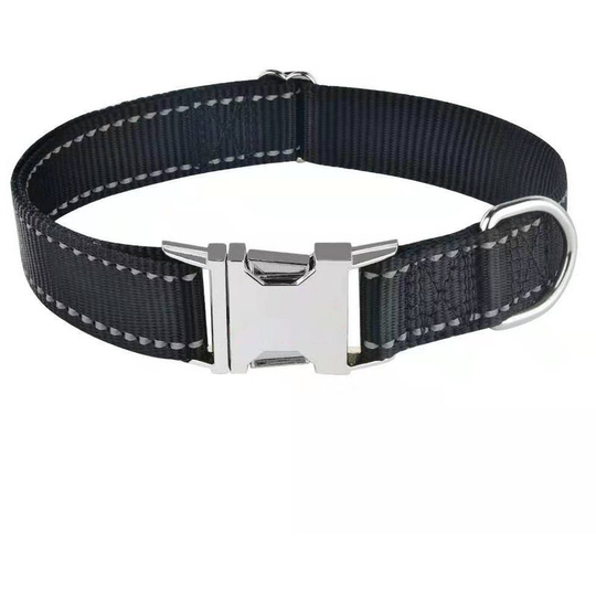 Dog Necklace, Classic Reflectable Reflective Nylon Necklace with Padded Soft Breathable Mesh For Means Dog Black