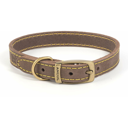 Timberwolf Leather Dog Collar (2) (Sable) - Sable - Ancol
