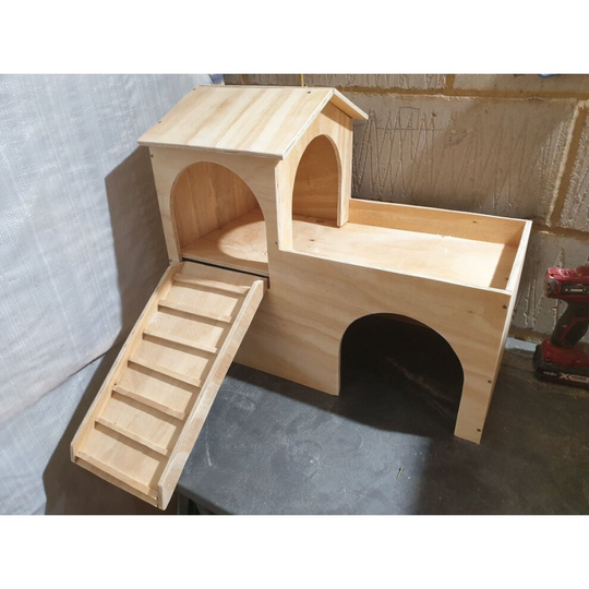 (60cm x 50cm x 30cm, Unpainted) RABBIT House Castle Shelter 2tier