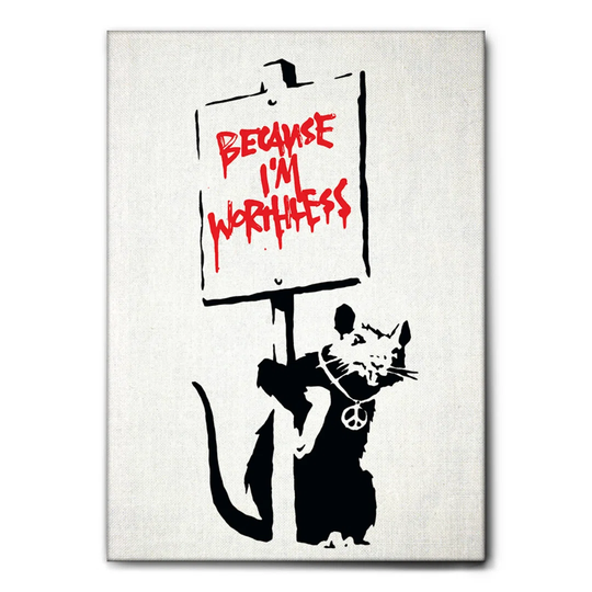 Mouse, Because I'm Worthless by Banksy - Unframed Painting on Canvas