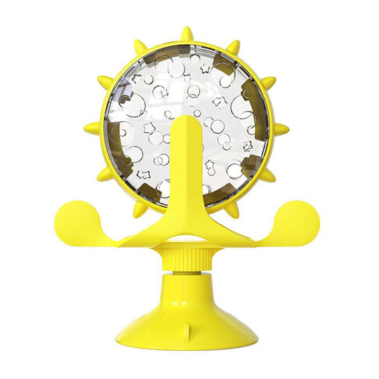Perle rare Cat Toy, Windmill Leaky Food Toy, Indoor Cat Toy with Yellow Suction Cups