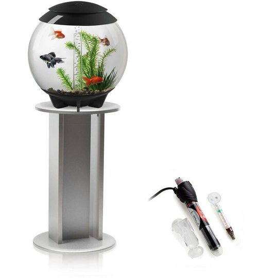 Biorb - Halo 30L Aquarium in Grey with mcr led Lighting, Silver Stand and Heater Pack
