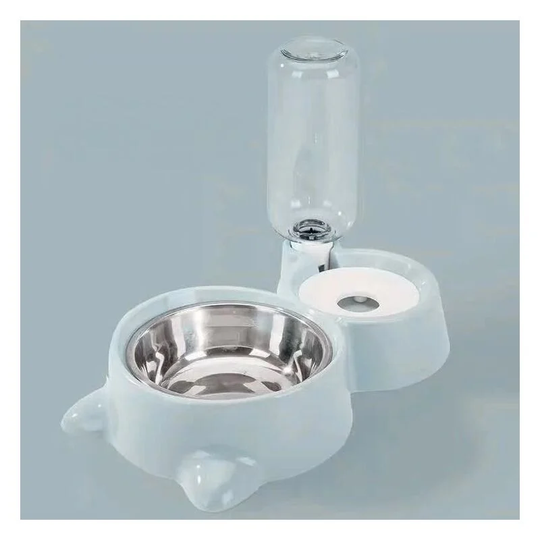 Cat bowl and bowl automatic water dispenser with food bowl, blue