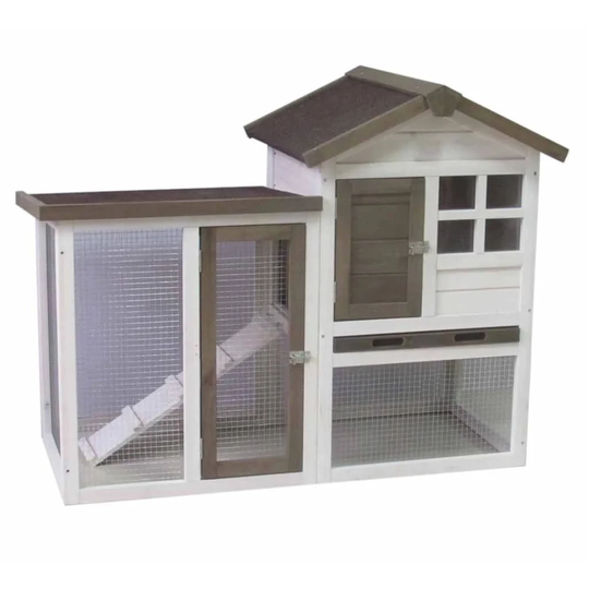 @Pet Rabbit Hutch Gerlos White/Brown 122 x 62 x 93cm