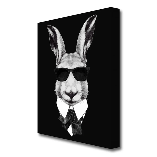 'Mafia Rabbit Wild Life' 1 Piece Wrapped Canvass Rectangle Graphic Art