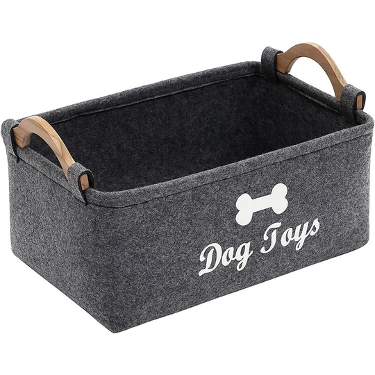 Perle Rare - Felt Pet Toy Storage Box, Perfect for Storing Pet Toys, Accessories and Supplies - Gray, 38*25*18cm.