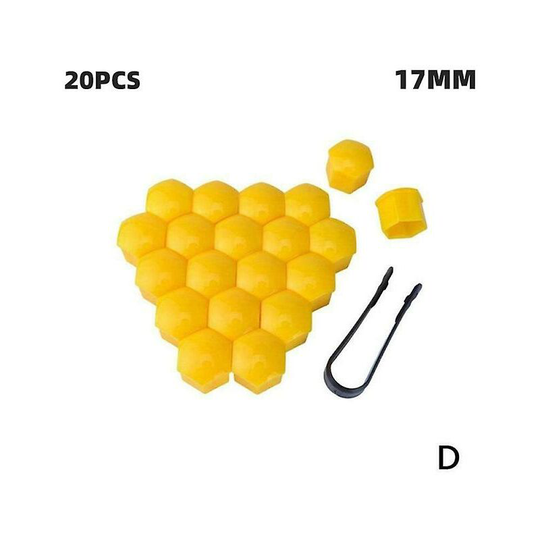 20pcs/lot 17MM/19/21MM Car Wheel Nut Caps abs Auto Trim Tyre Wheel Nut Cover Screw Bolt Protection Covers Screw Protector,Yellow21MM Thsinde
