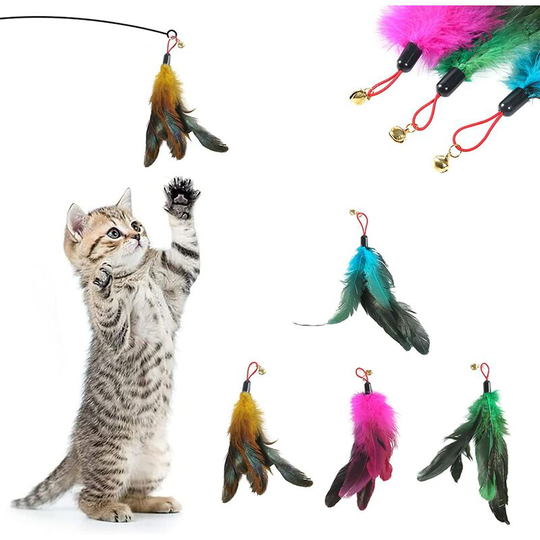 4 Pcs Feather Toys for Cats, Cat Toy, Indoor Cat Toy, Interactive Cat Toy, Interaction Between You and Your Kitten Indoors and Outdoors, Suitable for