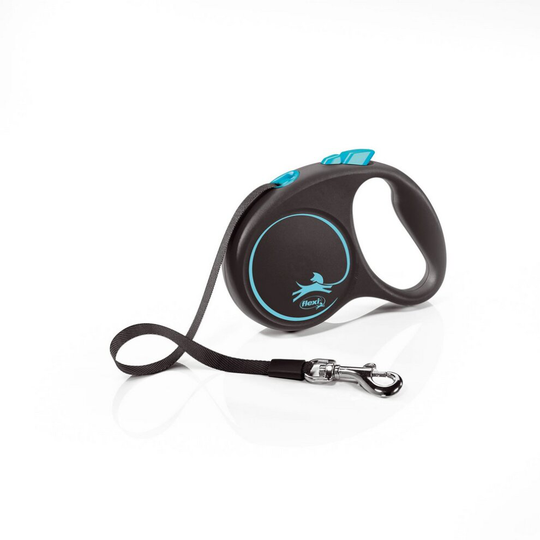 (5m, Blue/Black) Flexi Small Retractable Dog Lead