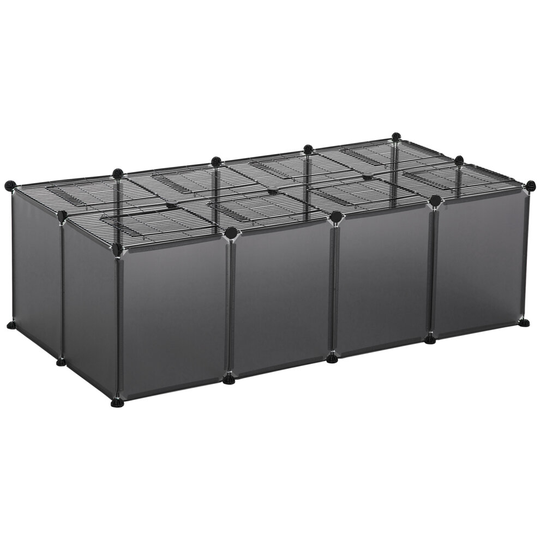 PawHut Pet Playpen 28 Panels Small Animal Cage for Guinea Pigs Grey