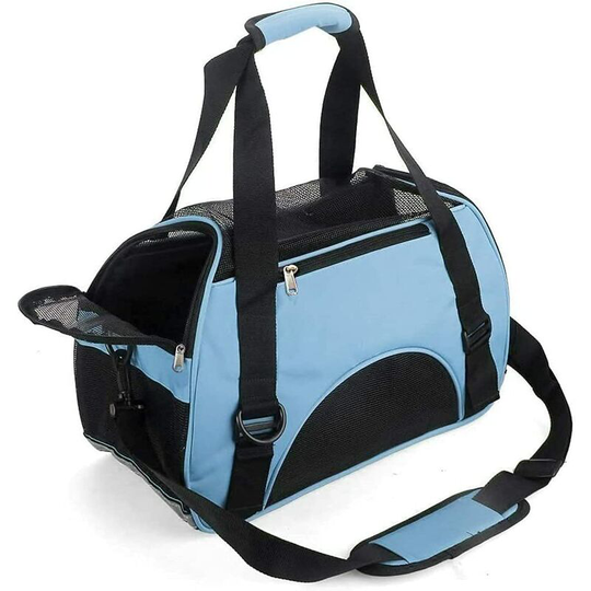 Pet Carrier, Bag for Cats and Dogs, 42 x 20 x 30 cm, Blue, Material: Mesh material, Polyester - Blue