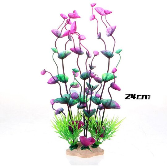Sun Flowergb - Small Aquarium Plants Artificial Decorations for Home and Office Aquariums Simulated Plastic Hydroponic Plants (Burgundy)