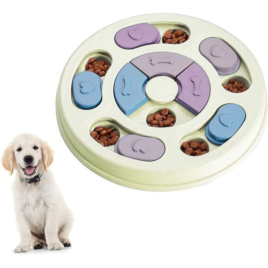 Dog Puzzle Slow Feeder Toy,Puppy Treat Dispenser Slow Feeder Bowl Dog Toy,Dog Brain Games Feeder (Green) - Muff