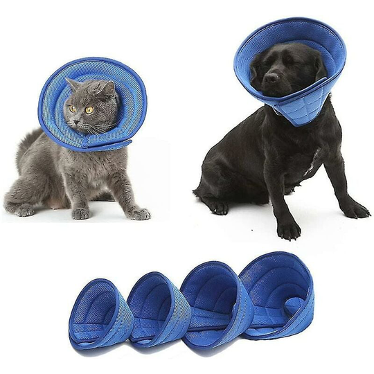 Breathable Mesh Elizabethan Collar Blue Soft Comfy Adjustable E-collar Quicker Healing Pet Recovery Cone,3,11