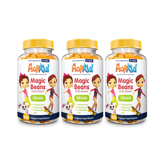 3x ActiKid Magic Beans Vegan Multi-Vitamin 60x Tropical Twist Flavour | Gelatin Free | Kid's Vitamin | Immunity Support