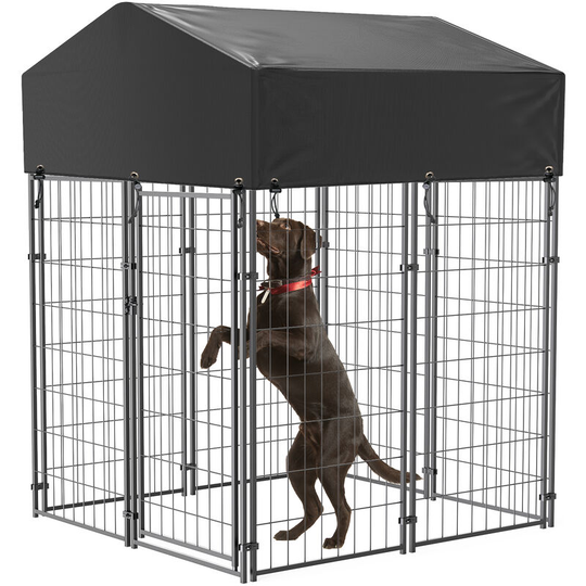 Bingo Paw - Outdoor Dog Kennel with Roof Heavy Duty Play Pen Metal Dog Cage, Small 120 x 127 x 165cm