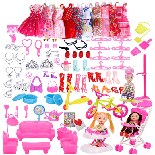118 Barbie doll accessories toys diy material bag foreign doll clothes hanging skirt children
