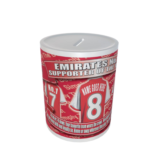 Personalised Arsenal Football Shirt Ceramic Money Box Gift