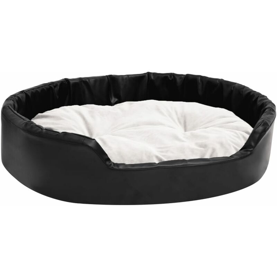 Dog Bed Black and Beige 90x79x20 cm Plush and Faux Leather Vidaxl Black