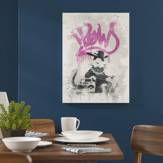'Banksy Gangsta Rat Wall Graffiti Art' Graphic Art Print Poster