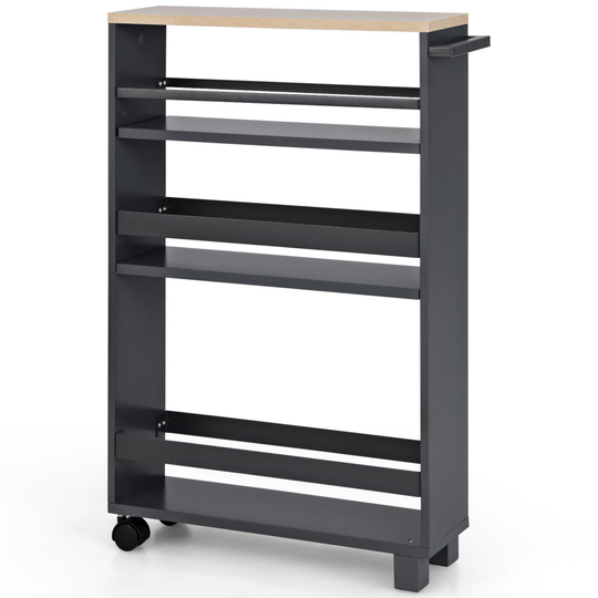 Slim Storage Cart 4-Tier Narrow Rolling Storage Cart with Handle