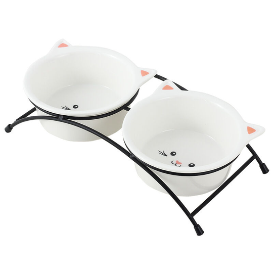 11oz Cat Food Bowl, Raised Cat Bowls for Food and Water, Ceramic Cat Bowls, Cat Bowls for Cat or Small Dogs, Cute Cat Design