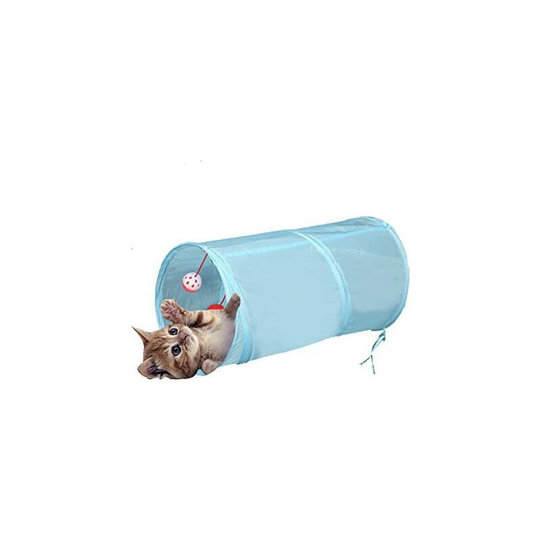 5 tunnel interactive maze, foldable and lightweight crumpled fabric with pompom and bells for cats, small rabbits, kittens, puppies, ferrets or