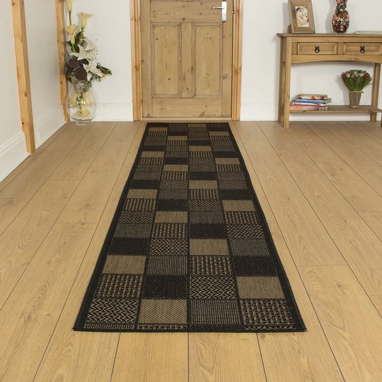 Balfour Falls Flatweave Black Hallway Runner Rug