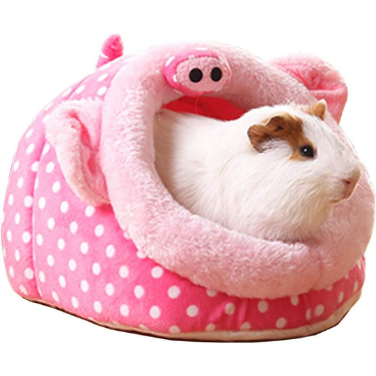 Hedgehog Guinea Pig Cage Bed Small pet Animals House Accessories, Guinea Pig Toys House Nest Hamster Supplies Habitat Ferret Rat(Pink Pig)