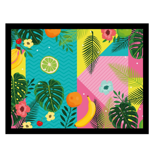 (Tropical Fruit) GEEZY Large Wooden Bean Bag Cushioned Lap Tray - 44 x 34cm