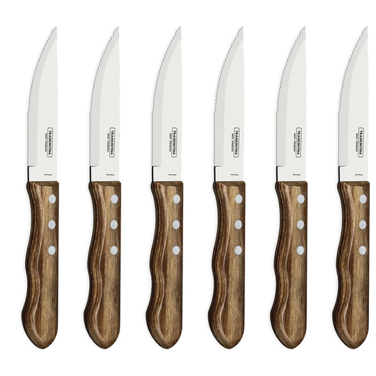 Tramontina Dishwasher-safe Wooden Handle 6 Pcs. Jumbo Steak Knife Set