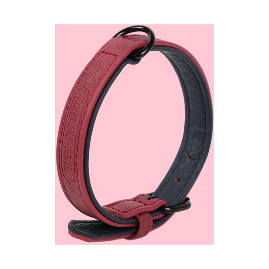Fluffy Padded Leather with Hole Punch, Wine red(XL)44-53cm