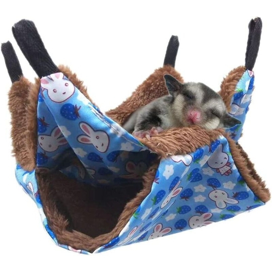 Winter Small Animals Cage Hammock Warm Bunk Bed Sugar Glider Bed, Blue Small - Langray