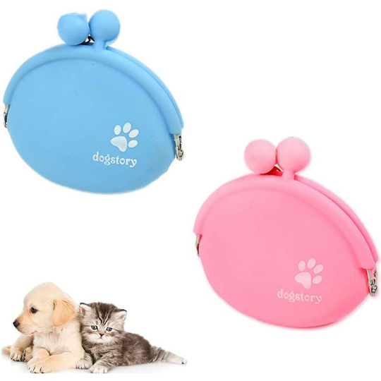 Dog Treat Pouch, 2 Pieces Silicone Dog Treat Bag, Small Dog Food Bag, Dog Food Bag for Dog Training, Outdoor Homemade Snacks